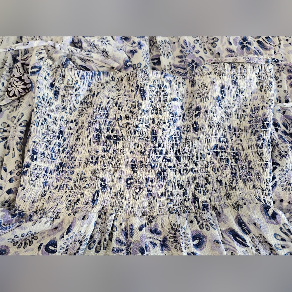 Angie Lavender, Blue & White Midi Sundress Knot Front Design. Sz Small & Med NWT - Picture 4 of 5